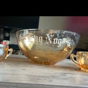Carnival Glass 7 piece Egg Nog set